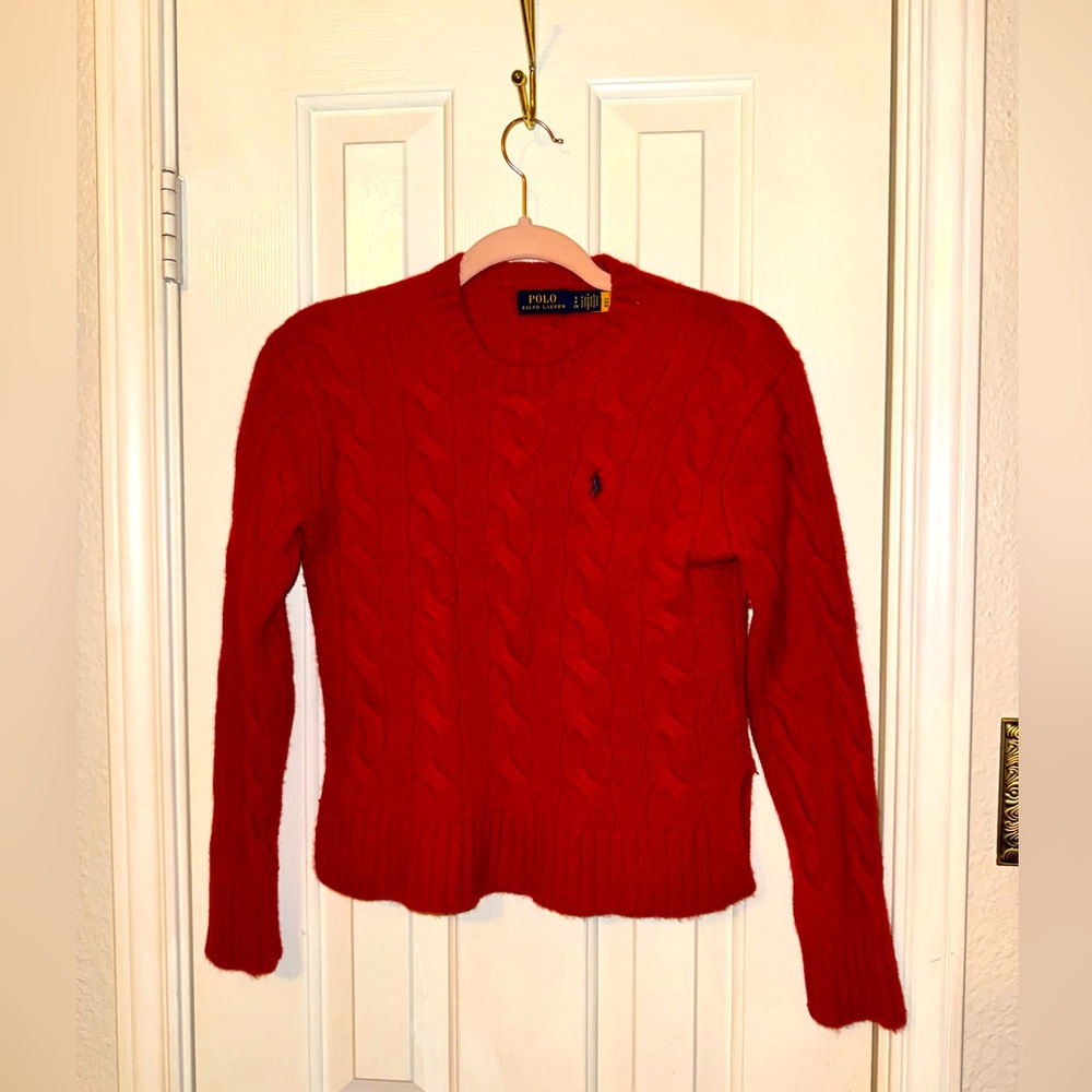 Polo Ralph Lauren, small, red, cashmere and wool blend sweater.